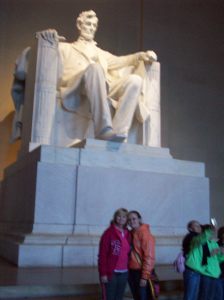 Olivia and Me in front of Abe Lincoln